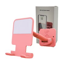 올데이리빙 벽 부착식 간편 태블릿 휴대폰 거치대, 핑크