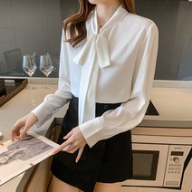 제이에프앤씨 오피스 데일리룩 여리여리 긴팔 타이 블라우스 러블리