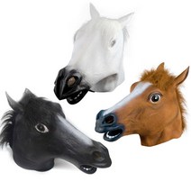 Uandhome 동물 헤드 가면 말머리 가면 견마군 할로윈 데이, 화이트