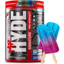 ProSupps Mr. Hyde 시그니처 시리즈 운동 전 에너지 드링크 u2013 강렬한 지속 집중 ampamp 베타 알라닌 크레아틴 니트로시진 TeaCrine 블루 라즈 아이스, [01] 7.61온스(1팩), [01] 블루 래즈