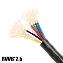 권선코일 구리선오리지널 RVV8 전선 신호 라인 전원 케이블 RVV8X0.3/0.5/0.75/1.0mm 사각형 연결 제어, 05 8 RVV 2.5mm_01 1 meter