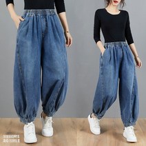 WAWAMOM(특허브랜드) 여성 데님 시보리 배기팬츠 빅사이즈 똥싼바지 패션 청바지 CEO11z