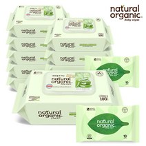 네츄럴오가닉 아기물티슈 퓨어 플레인 캡형100매[10팩]+오리지널 손입티슈10매[2팩], 단품없음