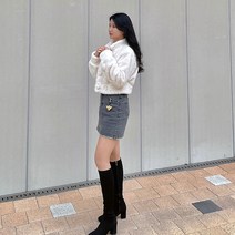 오월 플랫 밍크 퍼 크롭 숏 자켓 (2color)