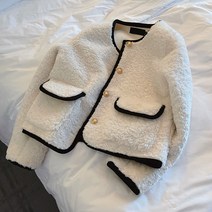 뽀글이 보온 따뜻한 후리스 퍼 숏 자켓 라운드넥 여자 집업 재킷