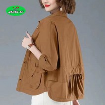 SHENGBO봄가을 중년여성 체크 긴팔자켓 엄마점퍼 캐주얼 40대50대 캐주얼 빅사이즈