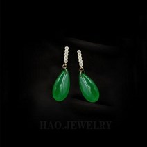 옥귀걸이 천연석 행운 원석 비취 염주 효도 선물 건강 프리미엄 귀걸이1 에메랄드 옥 귀걸이 14K 골드 큐빅 실버 그린 쇼트 귀고리 삼계 빈티지 펜던트 오리지널 핸