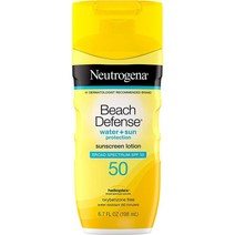 Neutrogena 비치 디펜스 선크림 로션 브로드 스펙트럼 SPF 50 방수 오일 프리 옥시벤존 프리 198ml 1개, 2개