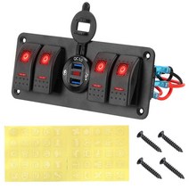 카라반 캠핑카 부품 수리용품 24v 12v 4 로커 스위치 패널 라이트 토글 usb 충전기 3.0 볼트 테스트 자동차 액세서리 해양 보트 트레일러 트럭 캐러밴 rv, 빨간색