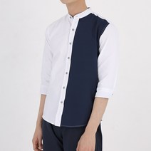 차이나 투톤 배색 7부 셔츠 빅사이즈