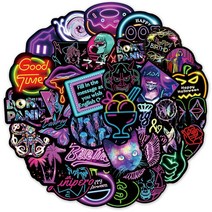 스노우보드 스티커10/30/50PCS 네온 라이트 애니메이션 낙서 스티커 DIY 스노우 보드 노트북 수하물 기타, 02 30PCS