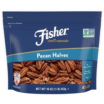 Fisher 피칸 반쪽 473.2ml(16온스) 무염 방부제 없음 글루텐 프리 GMO 비건 팔레오 케토 너트, Pecan Halves_16 Ounce (Pack of