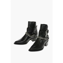 Amiri 5CM 레더 JODHPUR 웨스턴 부츠 위드 더블 버클 AND EMB MFB010 0 001