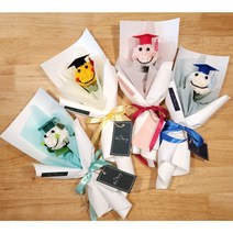 [화이트] 졸업시즌 학사모 퐁퐁국화 비누꽃 꽃다발 유치원 졸업식 입학식 발표회 꽃선물 꽃다발, 핑크