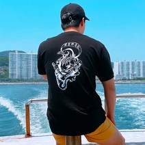 어복충만 갈치 디자인 루어 낚시 반팔티셔츠 블랙, 2XL