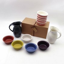 달소금 도자기 5인 막걸리병/막걸리잔 선물세트(6P), 단품, 컬러:유광 오색SET