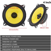 부메스터 포칼 자동차 차량 스피커 2pcs 4 / 5 Inch 자동차 오디오 스피커 범용 무거운 중저음 초박형 수정, 01 4 Inch