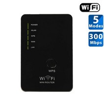 WiFi 무선 중계기 WiFi Extender 300Mbps 증폭기 WIFI 신호 부스터 네트워크 증폭기 지원 WPS AP 기능 중계기, EU plug_Black