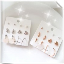 coco샵 [티탄침]썸머 조개 12셋트 귀걸이 바캉스 비치룩 휴가 코디 세트귀걸이