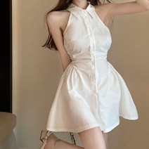 Xpqbb-시크하고 시크한 오프숄더 민소매 드레스 여성용 허리가 타이트한 패션 턴 다운 칼라 여름