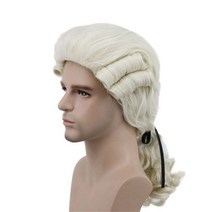 남자가발가격 남성가발 남자 헤어 중년 그레이 화이트 블랙 법사 판사 roque 곱슬 남성 가발 디럭스 유서, 01 one size, 05 Beige white