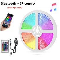 [LED TV 티비] USB Led 스트립 빛 RGB 5050 5V 블루투스 원격 유연한 램프 다이오드 테이프 리본 TV 백라이트 파티 침실 장식 DIY led strip 멀티탭, [05] Bluetooth IR, [02] IP65 waterproof, [02] 5m
