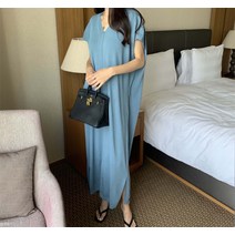 남친시 니트원피스 루즈핏 롱 옆트임 슬릿 임부복 휴양지원피스