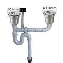 주방 싱크 talea double sink vertical type with overflow pipe kit 세면대 폐기물 세트 스트레이너 disposer drain, 114mm