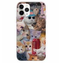 빈티지 고양이 콜라주 투명 젤리 케이스