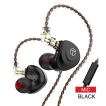 occ케이블 TRNV90S OCC 구리 케이블 5BA + 1DD 메탈 하이브리드 HIFI 베이스 이어 버드 인 모니터 소음 차, 01 Black mic