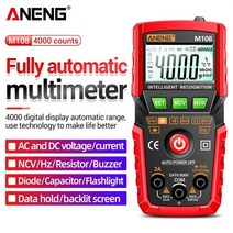 계측기 aneng m108 mini digital multimeter 4000 count acdc electric instrument tester auto multimetro, m108 블랙 프로