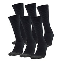 Under Armour 성인용 퍼포먼스 테크 크루 양말(3 및 6 팩), Medium, Black (6-pairs)