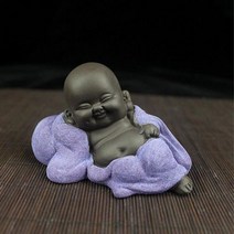 스님 입상 조각 차 애완동물 홈 장식 풍수 스몰 수이 웃음 인형 행복한, 퍼플
