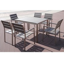 발리세트 야외테이블세트 4/6인 아웃도어 수지목 펜션 리조트 카페테라스, 6인세트 130(캡)테이블