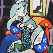 모모픽스페인팅 DIY명화그리기 60x75cm, WH03 피카소 책읽는 여인