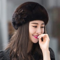 밍크모자 겨울 통밍크 엄마 패션 기모 밍크털 귀마개 중년여성모자