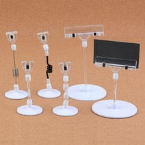 부착식 원판 쇼클립 네임텍 메모 아크릴 홀더 집게 클립 꽂이 명함 이름표 가격표 종이 사진, 제품선택, 스프링줄+반달집게