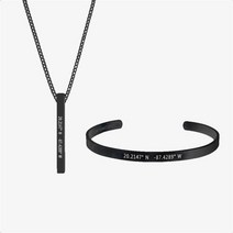 모스부호목걸이 사용자 정 좌표 새겨진 이름 텍스트 모스 부호 커프 팔찌 개인화 된 바 목걸이 블랙 새겨진 바 목걸이 앰프 팔찌