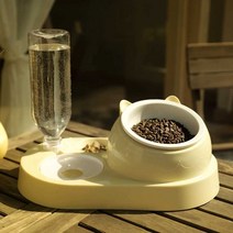 사료 자동급식기 강아지 고양이 사료통 식기 애견용품, (새로운 스타일)치즈(물병 550ml)