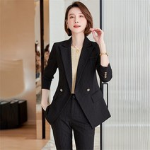 미스손 봄 가을 스트라이프 슬림핏 원버튼 오피스 면접 여자 정장 세트