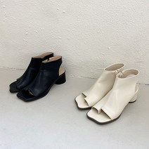 슈니슈 멜리 오픈토 미들 통굽 앵클부츠 5cm 2colors