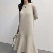 [VY] 여자 라운드 H라인 민무늬 넓은 롱원피스