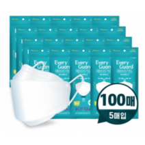 에브리가드 국산 KF94마스크 100매 화이트 대형 5매단위포장 4중필터 FDA승인, 화이트 100개