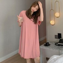 여성 편하고 시원한 소재 베이직 디자인 반팔 원피스 니트 미디 롱원피스 프릴 브이넥