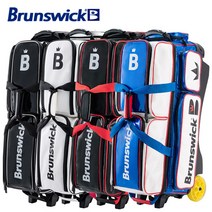 [정품] Brunswick (악세서리가방 포함) 에나멜 브런스윅 3볼 롤러백 볼링가방, 블랙/옐로우