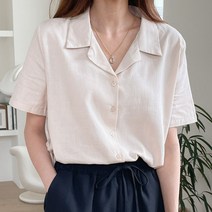 여성 린넨워싱 오픈반팔 셔츠블라우스