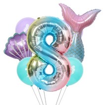 이벤트풍선 파티풍선 레터링풍선 인어 파티 풍선 32 인치 1 2 3 호일 번호 소녀 생일 장식 베이비 샤워 헬륨 글로브, 9.Number 8 - As picture