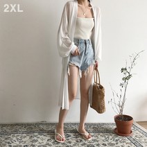 여성여름롱가디건 2XL 화이트 오픈가디건 망토가디건 여자가디건
