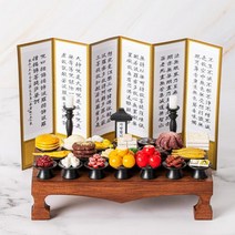 미니어처 납골당꾸미기 병풍포함 미니어쳐 정성제사상 1인상, 정성 제사상 1인상 산수화, 추가안함