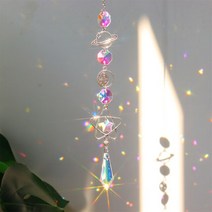 드림캐쳐 인테리어 감성 소품크리스탈 바람 종소리 다채로운 행성 스타 문 금속 매달려 프리즘 빛 포수 장, 03 C